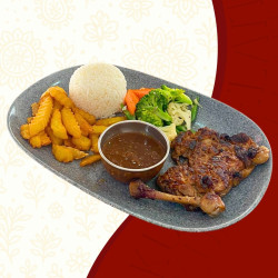 CHICKEN CHOP W. CHIP & SAUTE VEGETABLES CHICKEN CHOP W. CHIP & SAUTE VEGETABLES