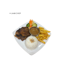 LAMB CHOP W. CHIPS & SAUTE VEGETABLES LAMB CHOP W. CHIPS & SAUTE VEGETABLES